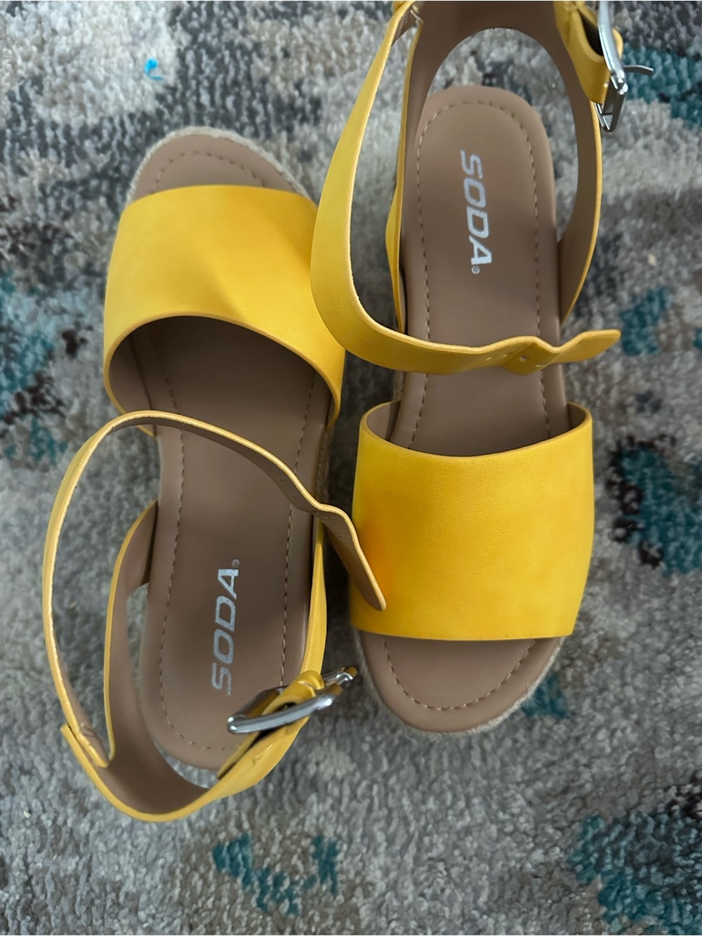 Soda Yellow Wide-Band Open-Toe Ankle Strap Sandals
